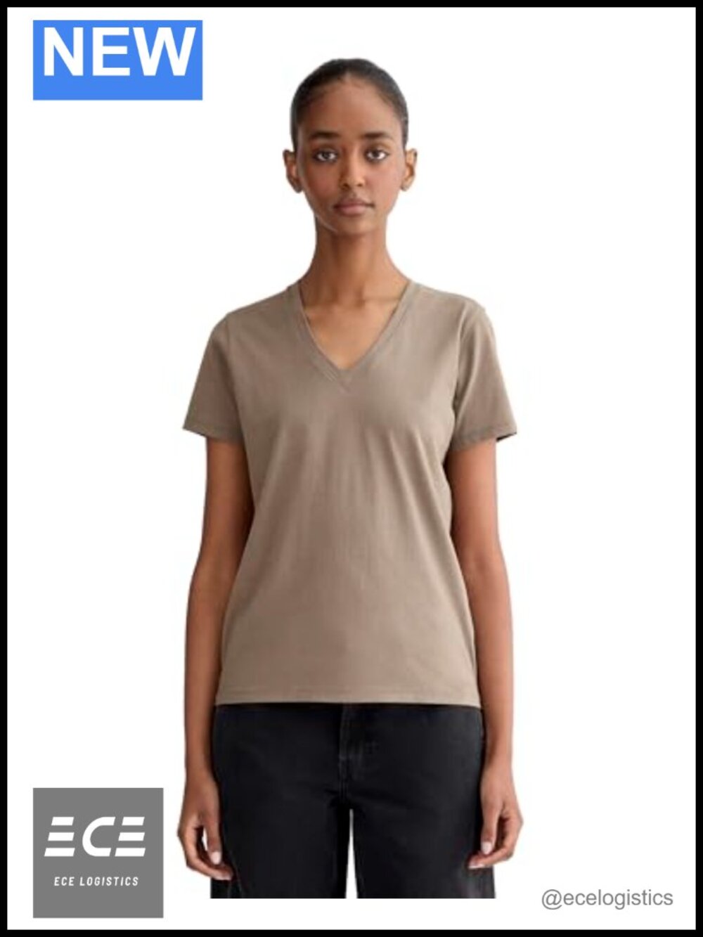 Slim V-Neck Tee Organic Cotton Essential Short Sleeve T-Shirt